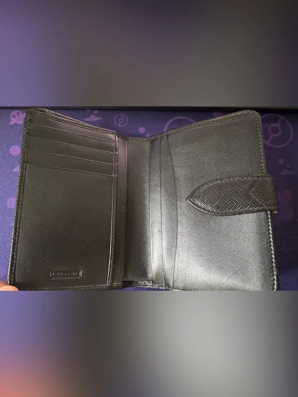 Coach Black Textured Leather Snap Wallet